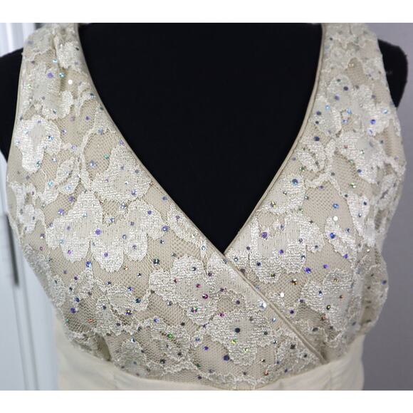 R & M Collection Dress Beige Sequin Lace Gown Jacket 2 Piece Set Formal Women 8P - Picture 3 of 9